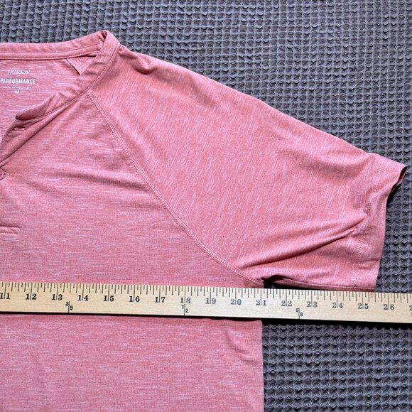 J.Crew Performance Heathered Pink Short Sleeve Henley Shirt Size M - Picture 4 of 7